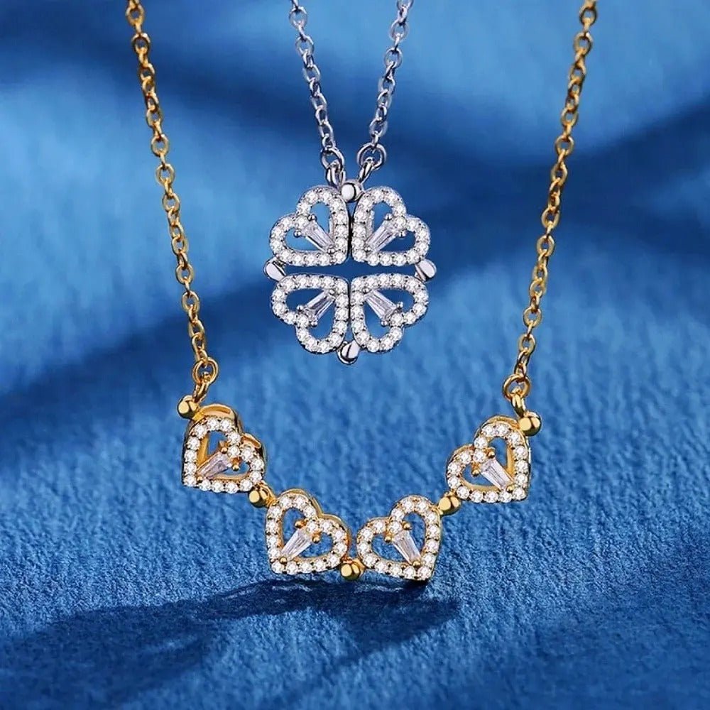 Four Heart Flower Necklace - Jewel Glimpse