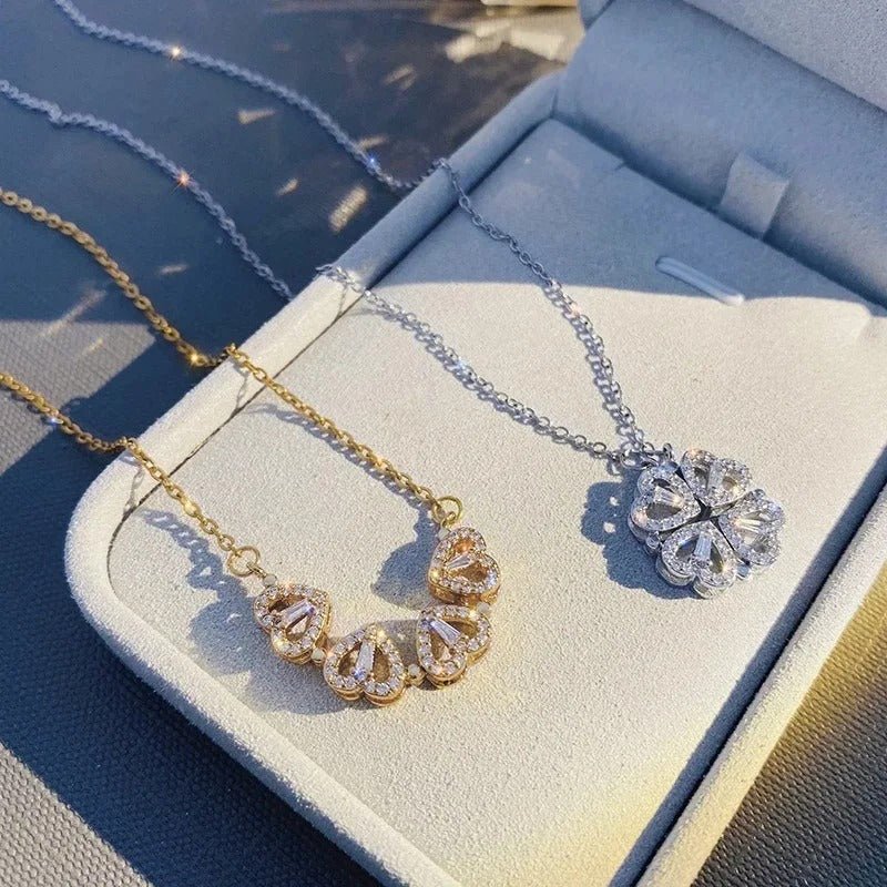 Four Heart Flower Necklace - Jewel Glimpse