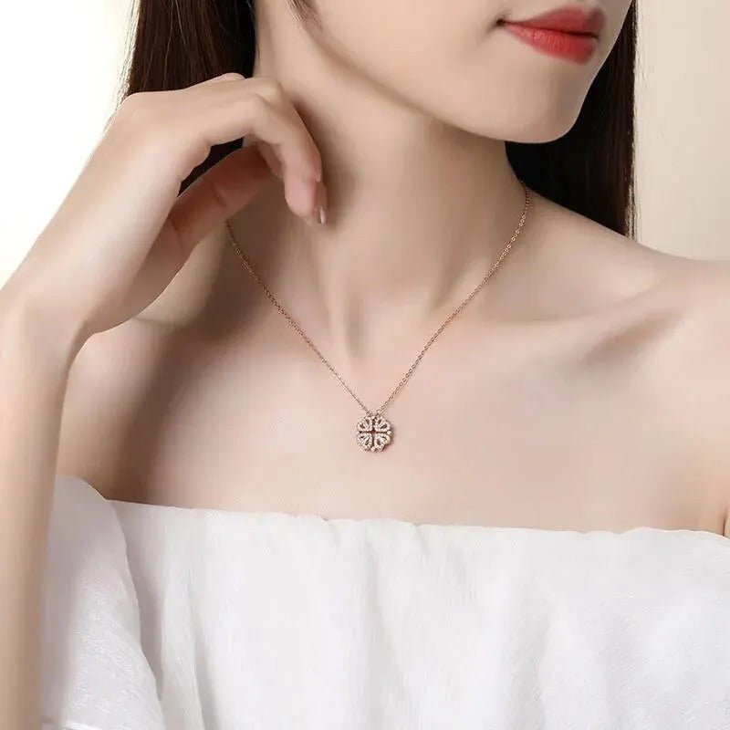 Four Heart Flower Necklace - Jewel Glimpse