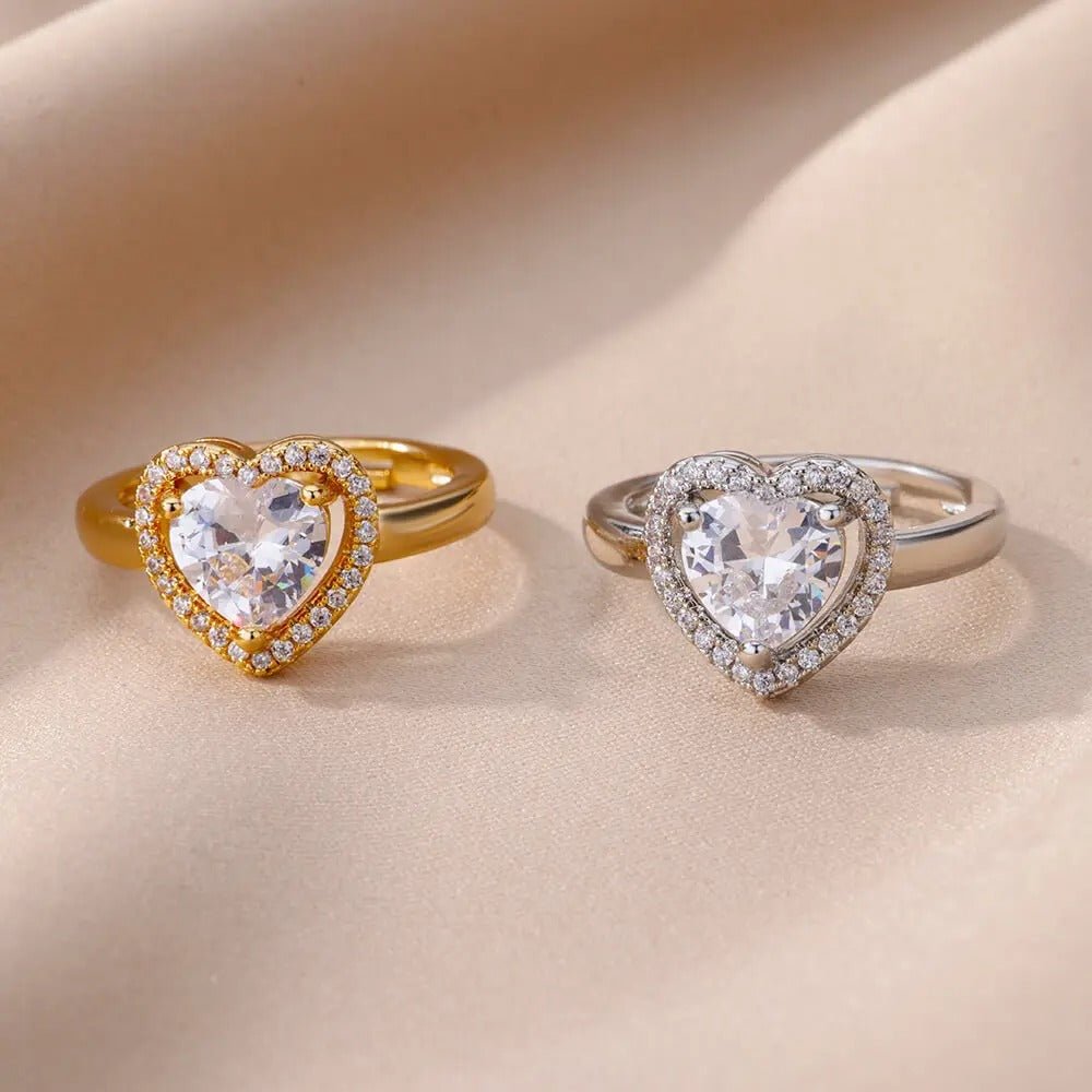 Stainless Steel Heart Rings - Jewel Glimpse