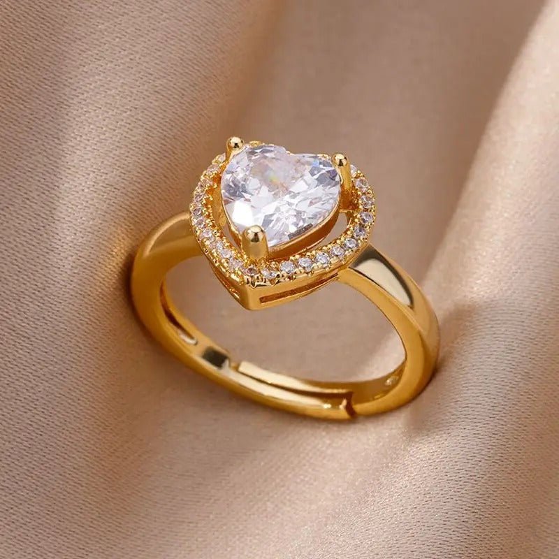 Stainless Steel Heart Rings - Jewel Glimpse
