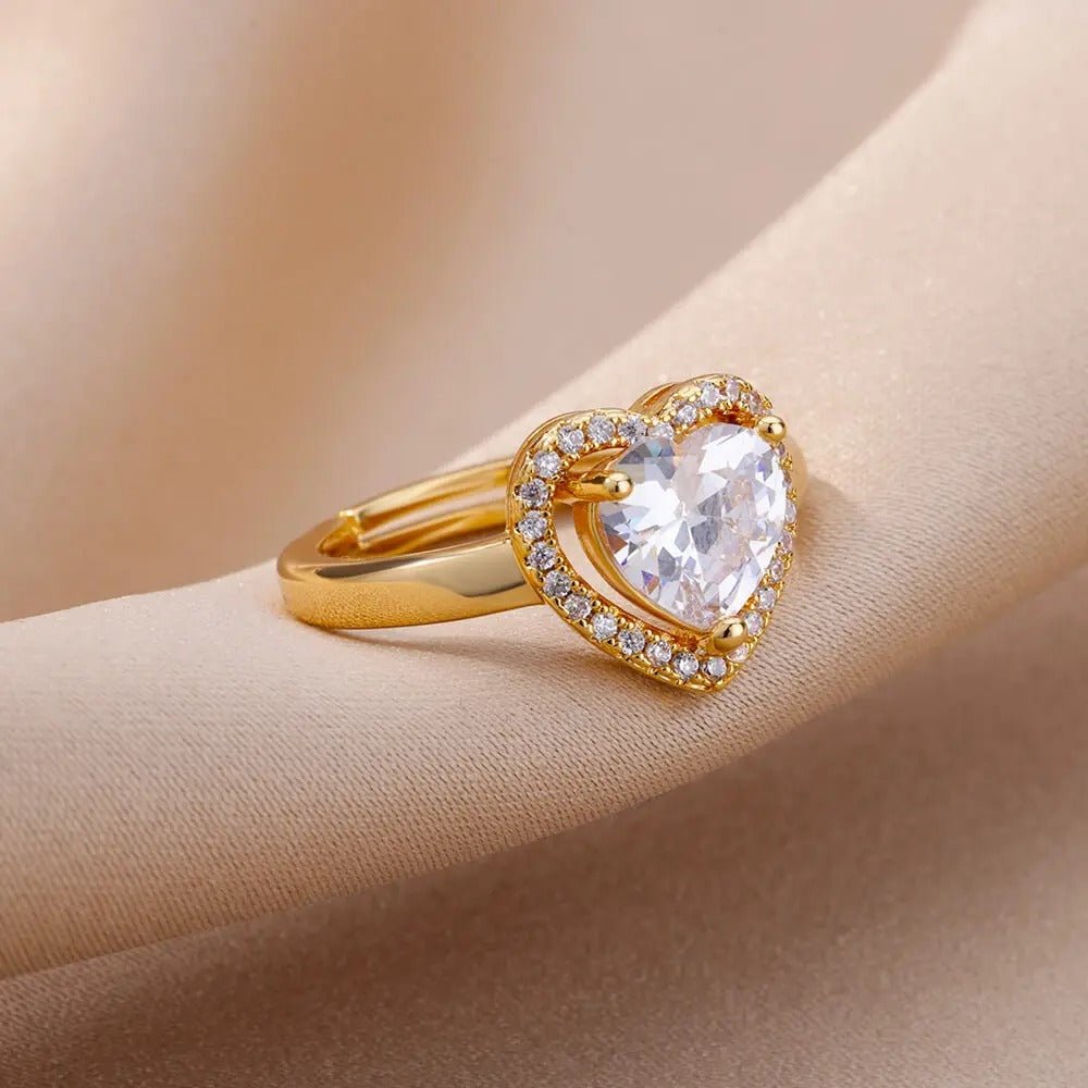 Stainless Steel Heart Rings - Jewel Glimpse