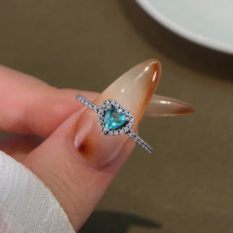 Zircon Heart 925 Sterling Ring - Jewel Glimpse